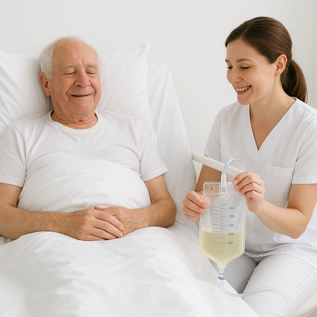 القسطرة البولية مع كيس تجميع البول
